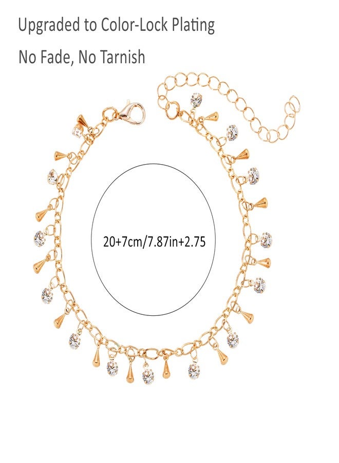 Reyife Ankle Bracelets for Women, 14K Gold Plated Anklets for Women, Charm Tissue Foot Chain Beach Jewelry for Women Beach Vacation Essentials Accessories Gifts - Image 2